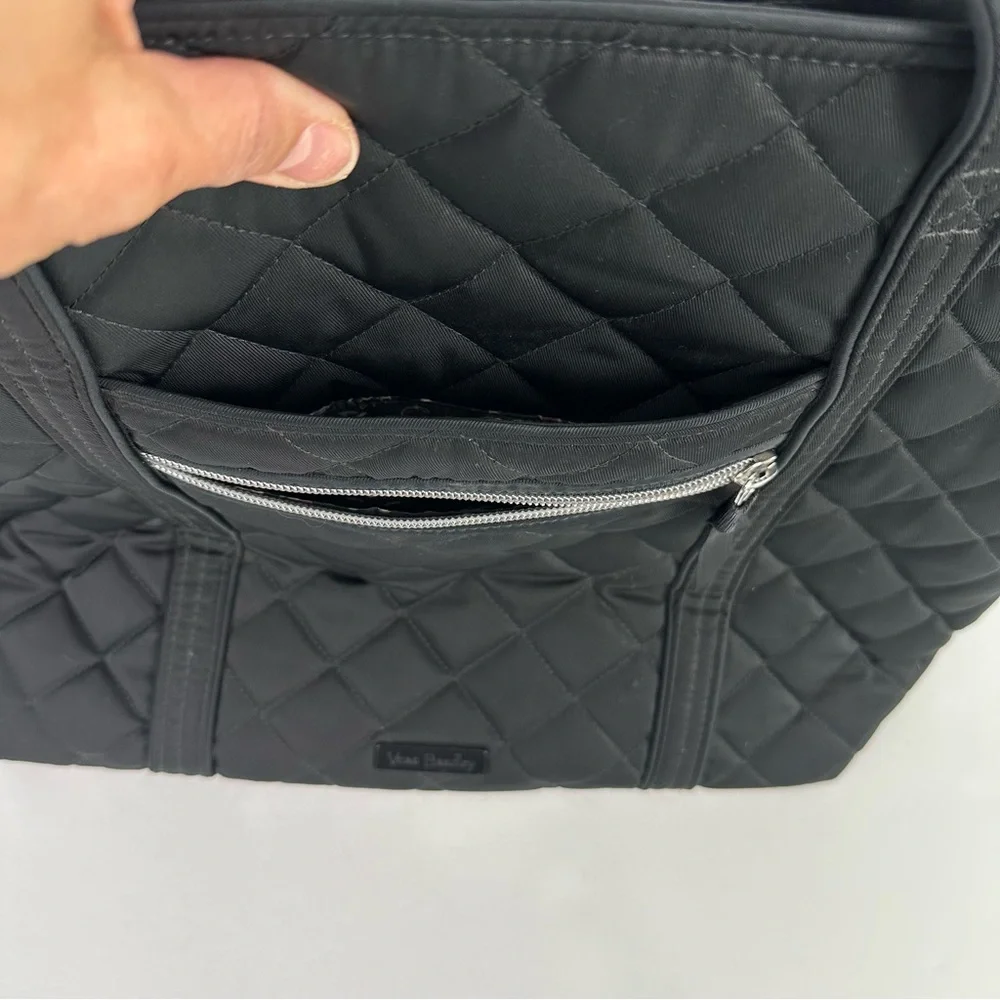 Vera Bradley Black Quilted Tote With Iconic RFID Wallet Floral Interior